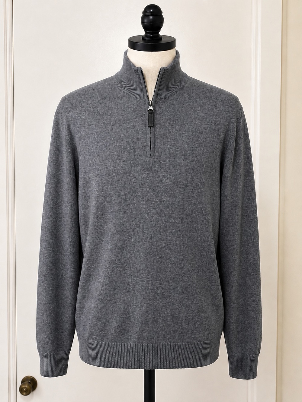100% Merino Wool Jos A Bank Traveler’s Collection Qtr Zip Sweater Gray Men’s XXL